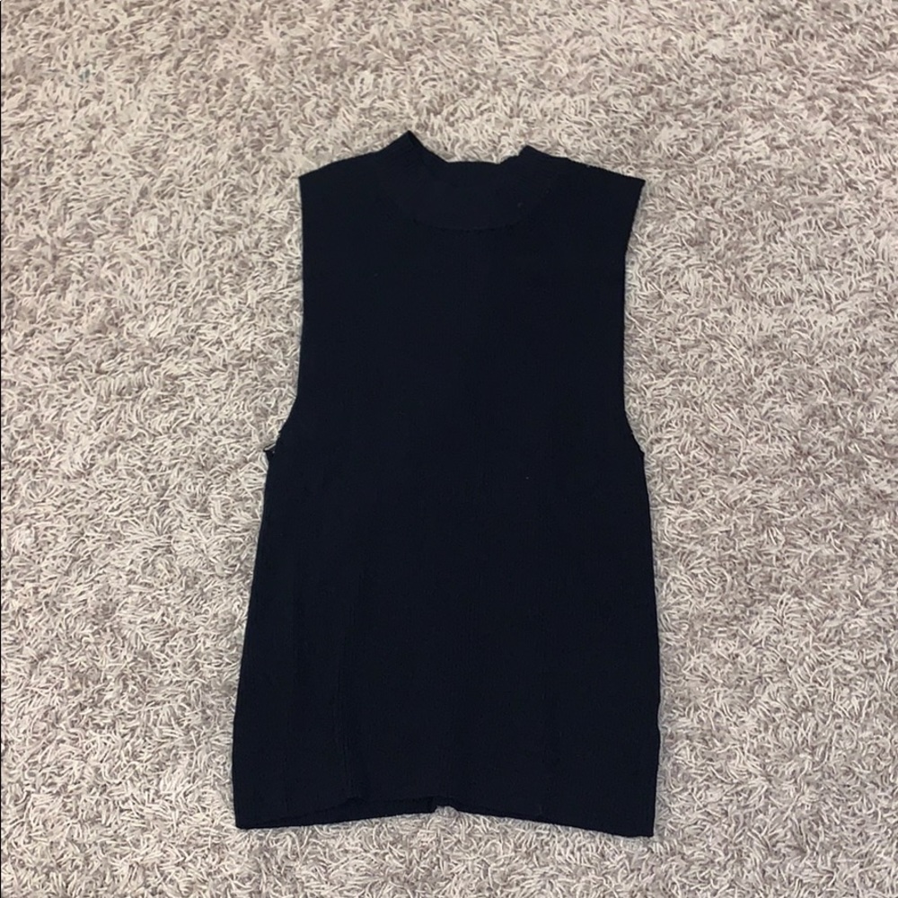 Black ribbed turtle neck tank top